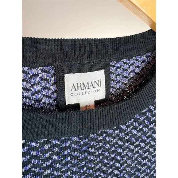 ARMANI Collezioni Navy & Gray Mens Sweater Small